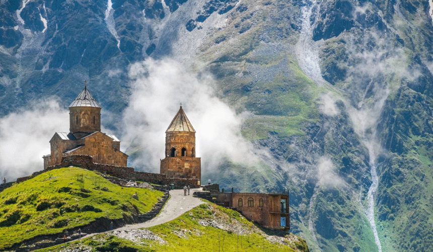 From a Birds Height - a Helicopter Walk over the Mountains of the Caucasus